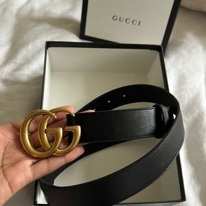 AUTHENTIC Gucci GG Leather Belt in Black Leather